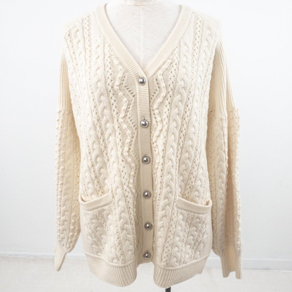 Robert Rodriguez L Cashmere Cable Cardigan Cream